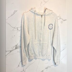 Gray Zip-Up Hoodie with Logo Hilton Head